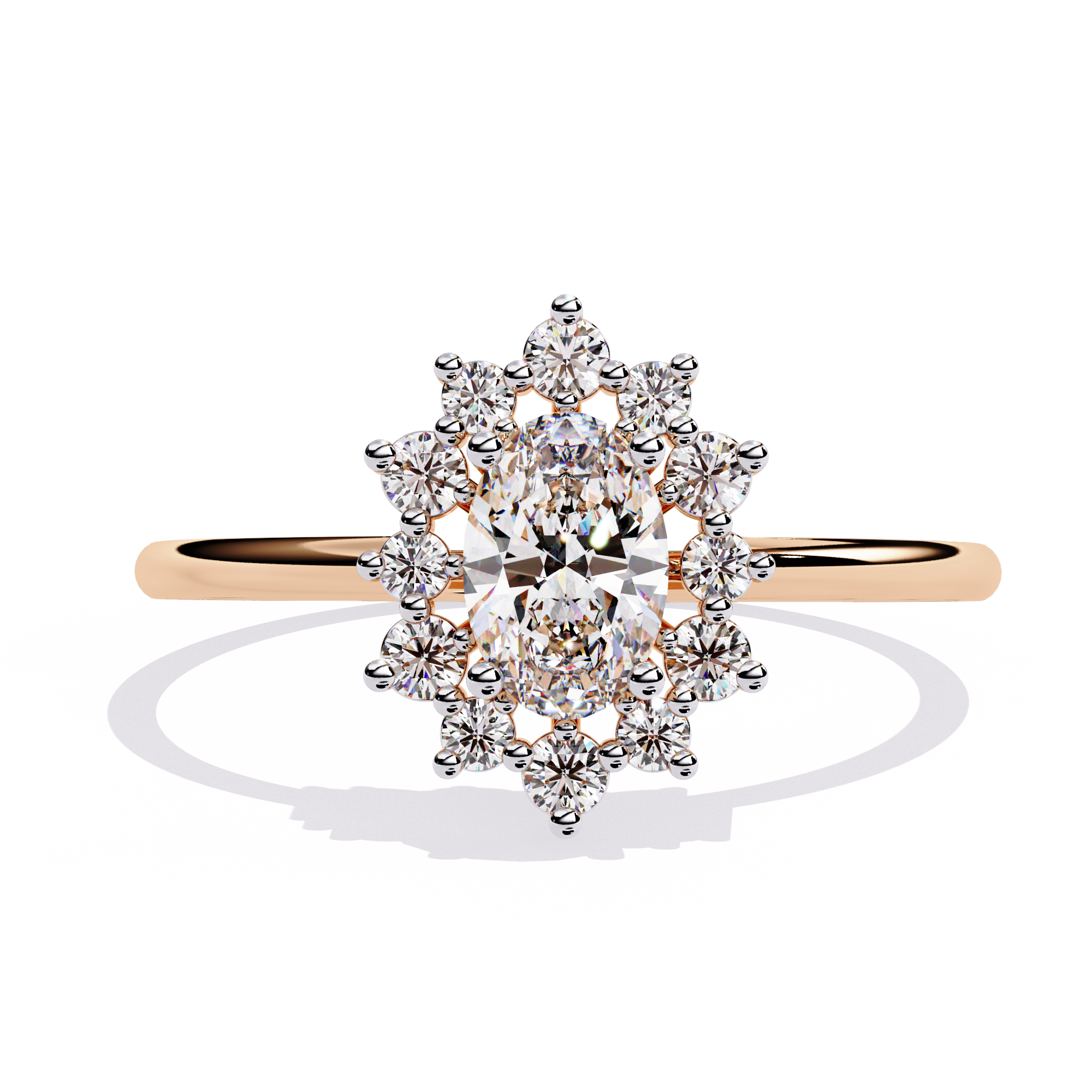 Solitairekart – 0.52 ct Floral Halo Ring Lab Grown Diamond Ring in 14K Yellow Gold